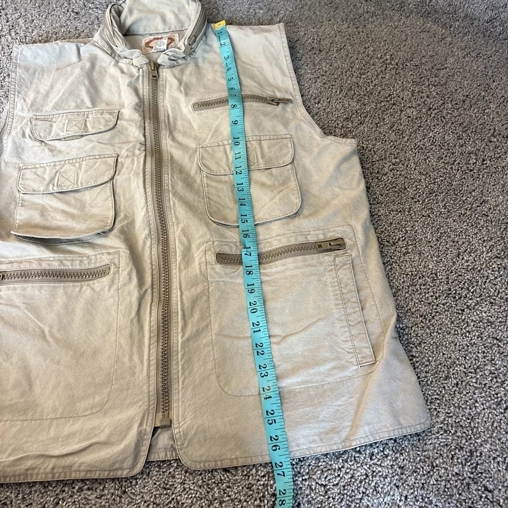 Banana Republic Vest Mens Large Khaki Safari Travel Utility Multi Pocket No Hood